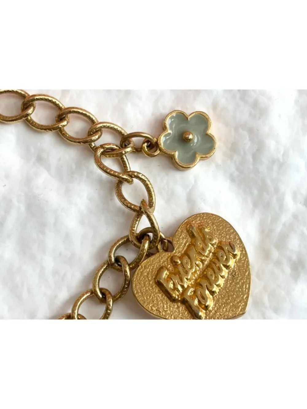 Disney Signed Minnie Mouse Friends Forever Charm Gold Toned Vintage Bracelet - Picture 6 of 16